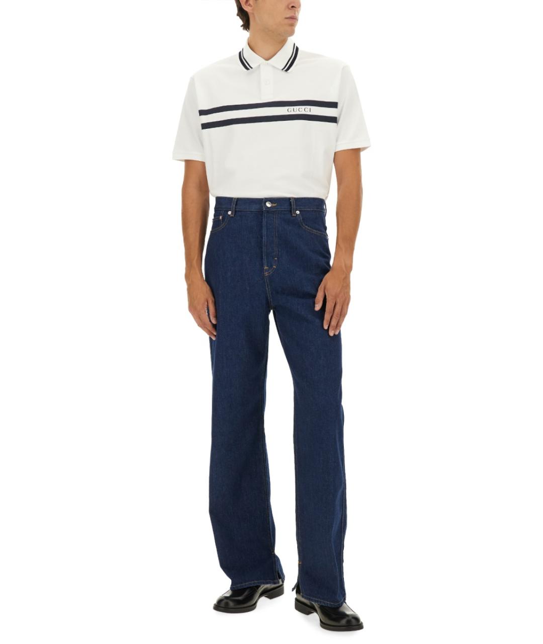 GUCCI Белое хлопковое поло с коротким рукавом, фото 2