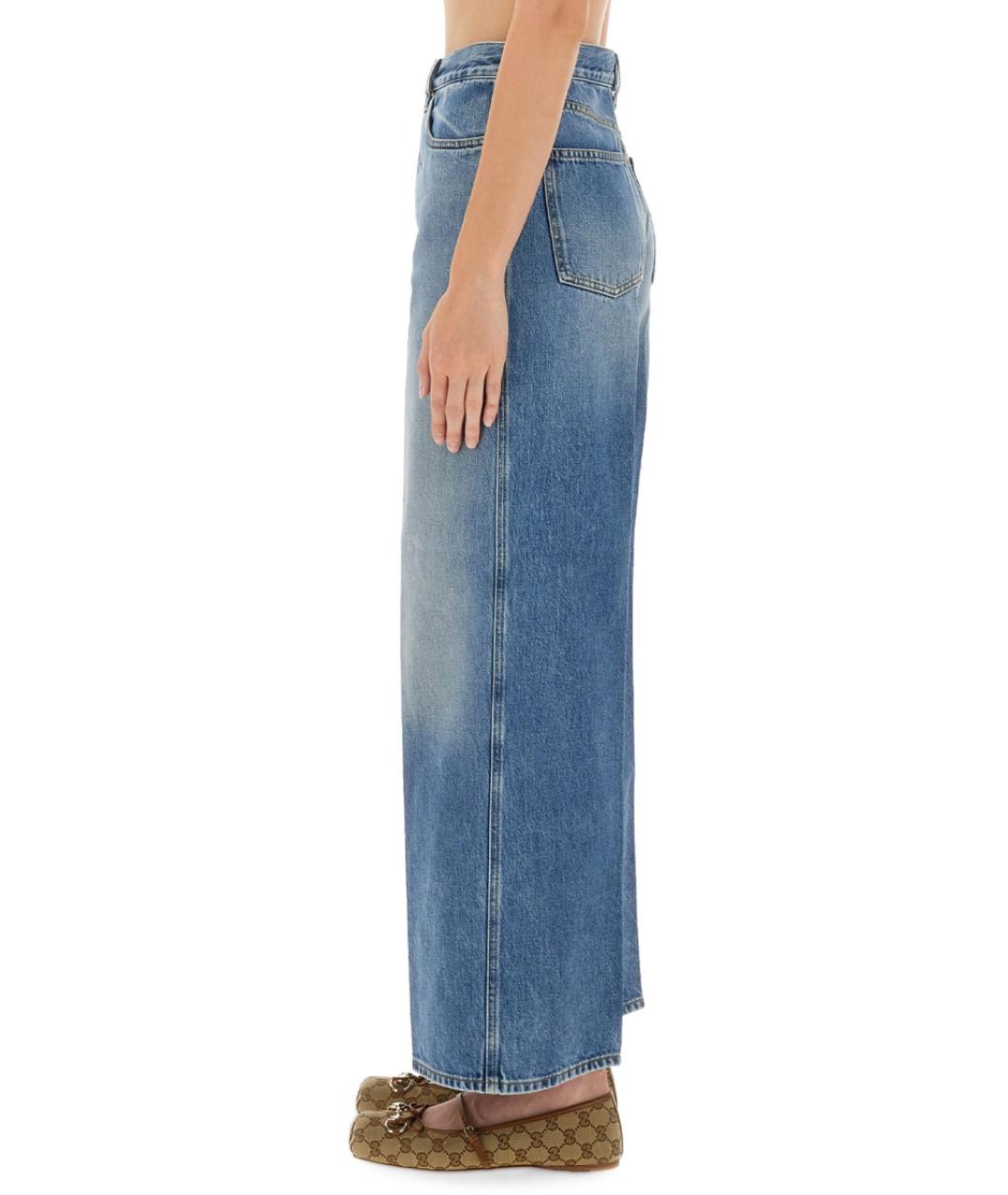 GUCCI Синие хлопковые прямые джинсы, фото 4