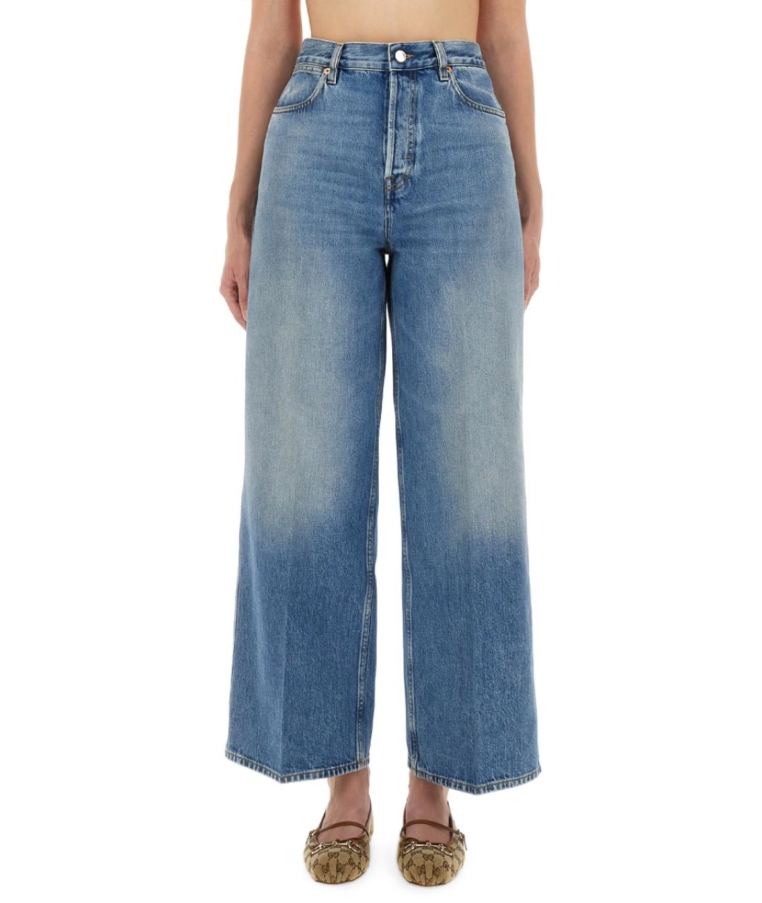 GUCCI Синие хлопковые прямые джинсы, фото 5