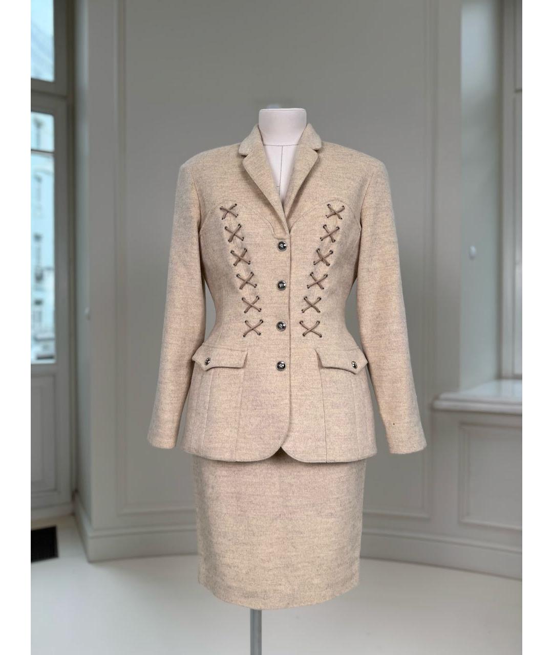 MUGLER VINTAGE Белый шерстяной костюм с юбками, фото 9