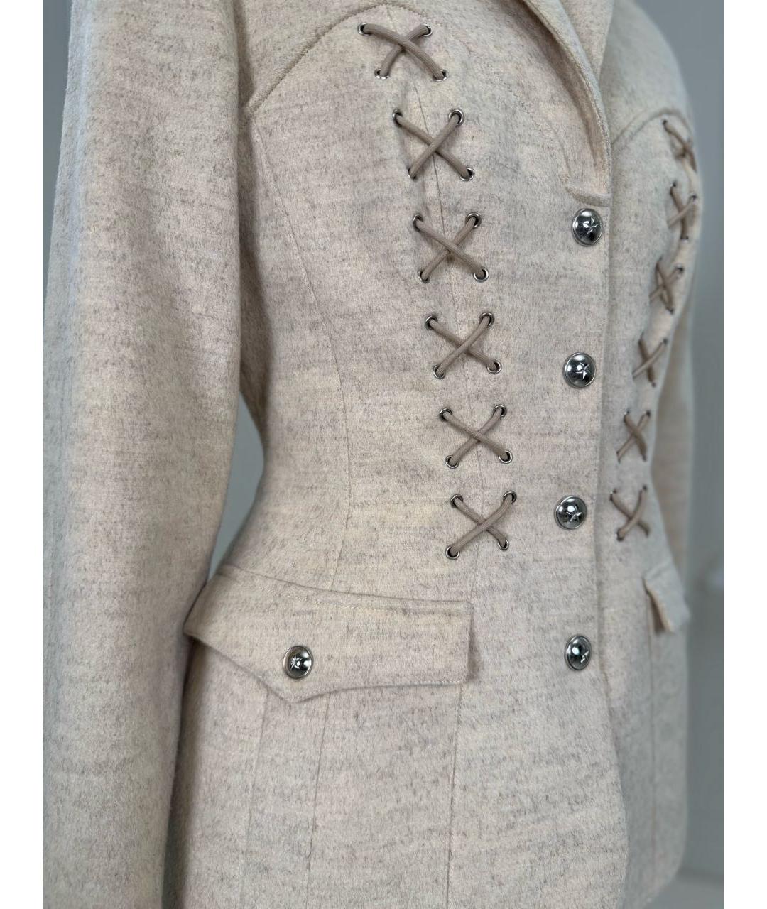 MUGLER VINTAGE Белый шерстяной костюм с юбками, фото 3