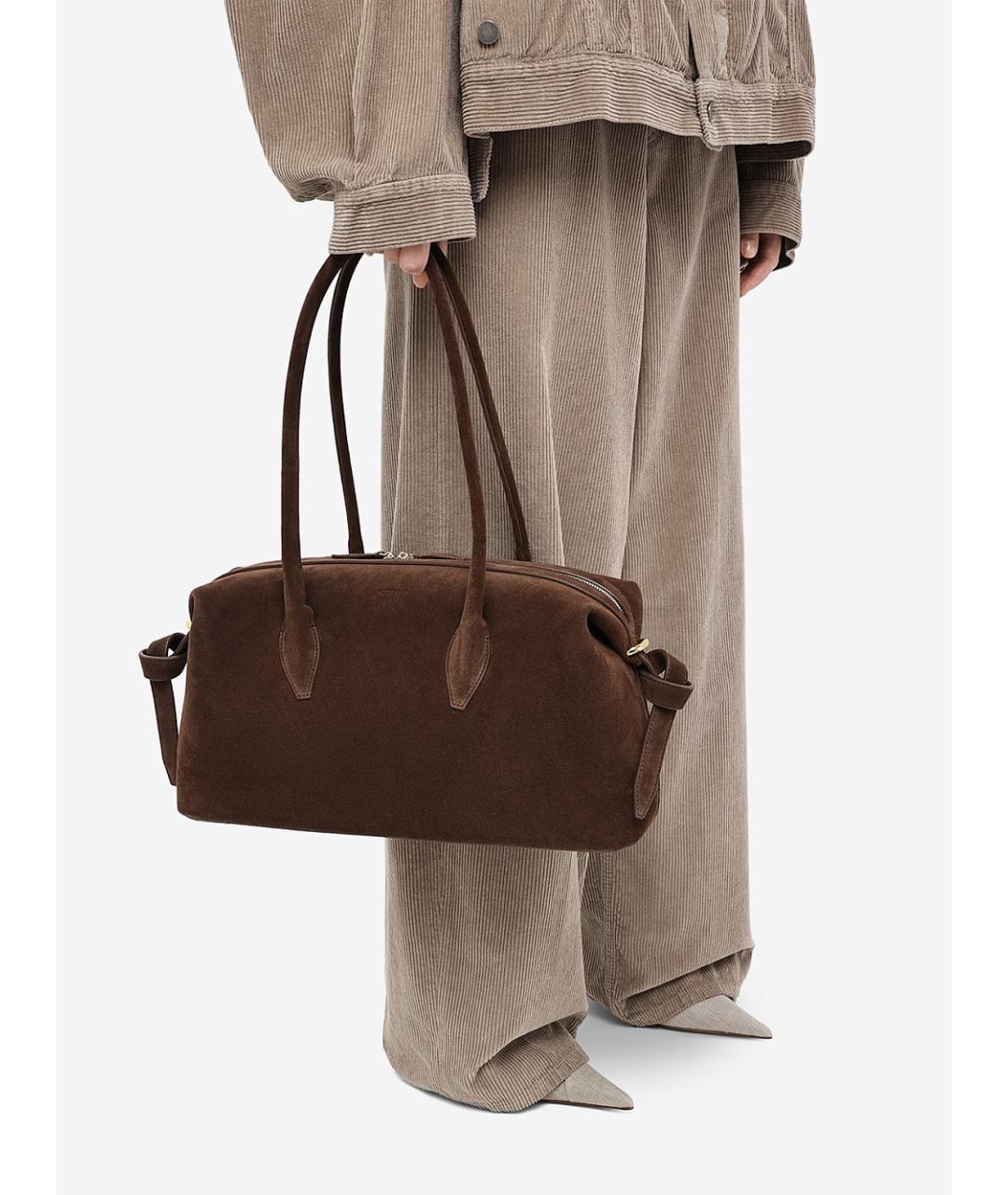 YUZEFI Коричневая замшевая сумка тоут, фото 6