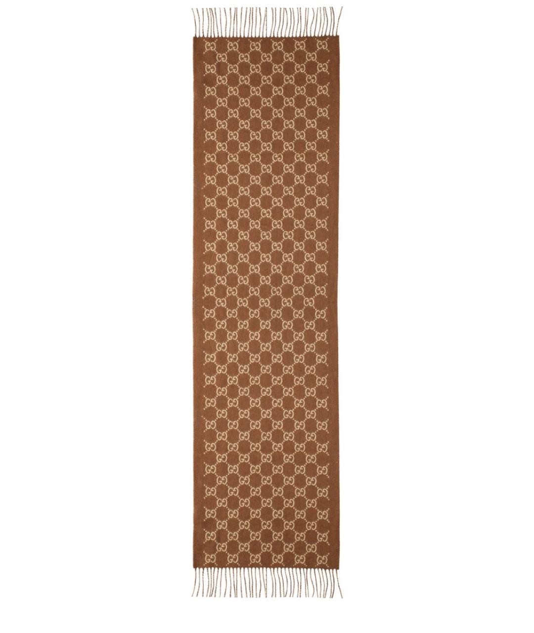 GUCCI Коричневый кашемировый шарф, фото 1
