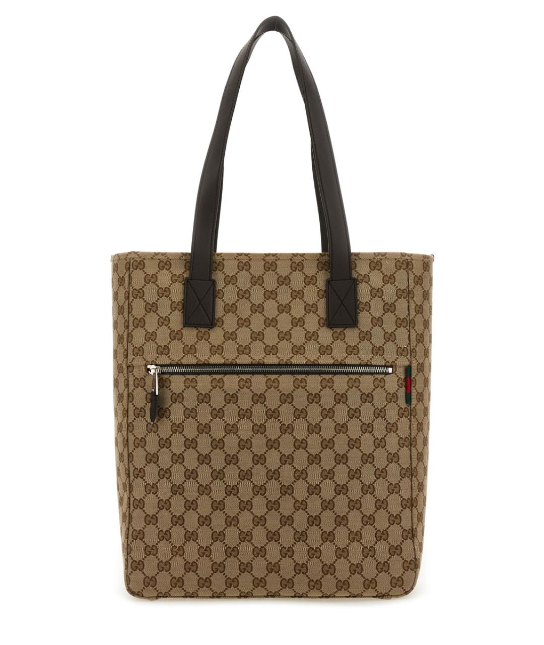 GUCCI Бежевая жаккардовая сумка тоут, фото 1