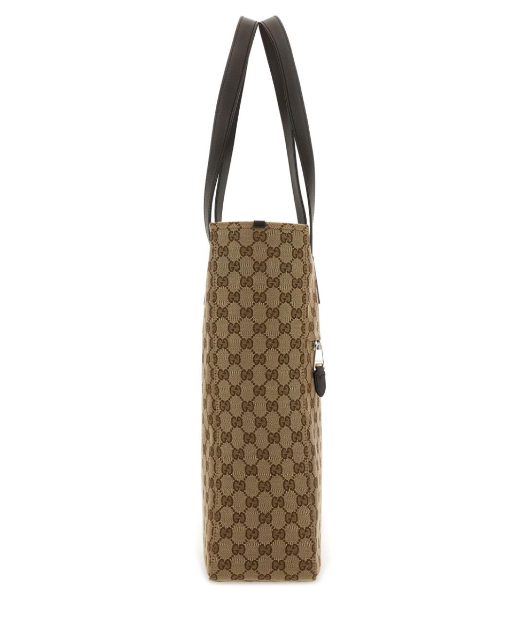 GUCCI Бежевая жаккардовая сумка тоут, фото 3