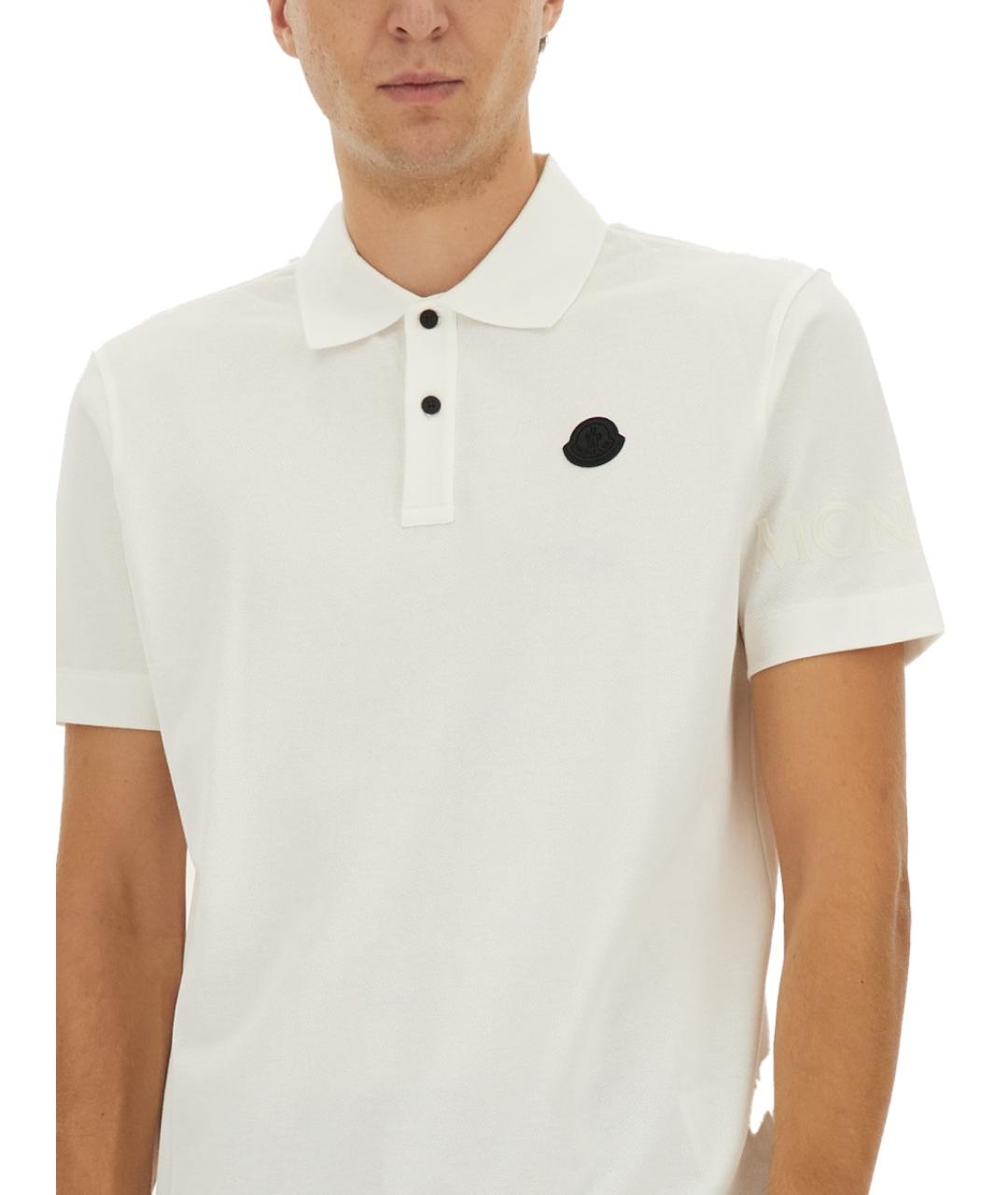 MONCLER Белое хлопковое поло с коротким рукавом, фото 4