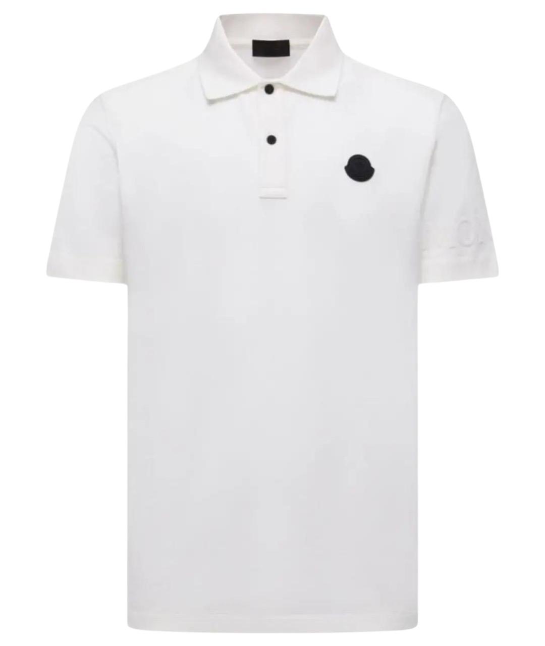 MONCLER Белое хлопковое поло с коротким рукавом, фото 1