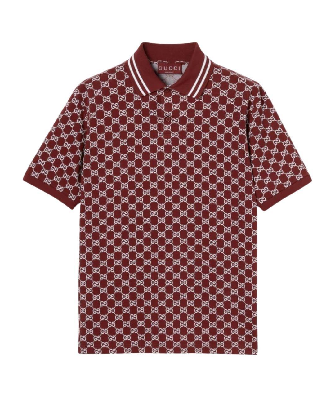 GUCCI Красное хлопковое поло с коротким рукавом, фото 1