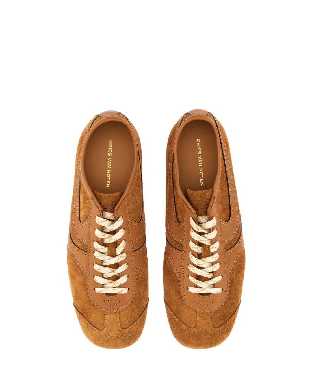 DRIES VAN NOTEN Коричневые кожаные низкие кроссовки / кеды, фото 6