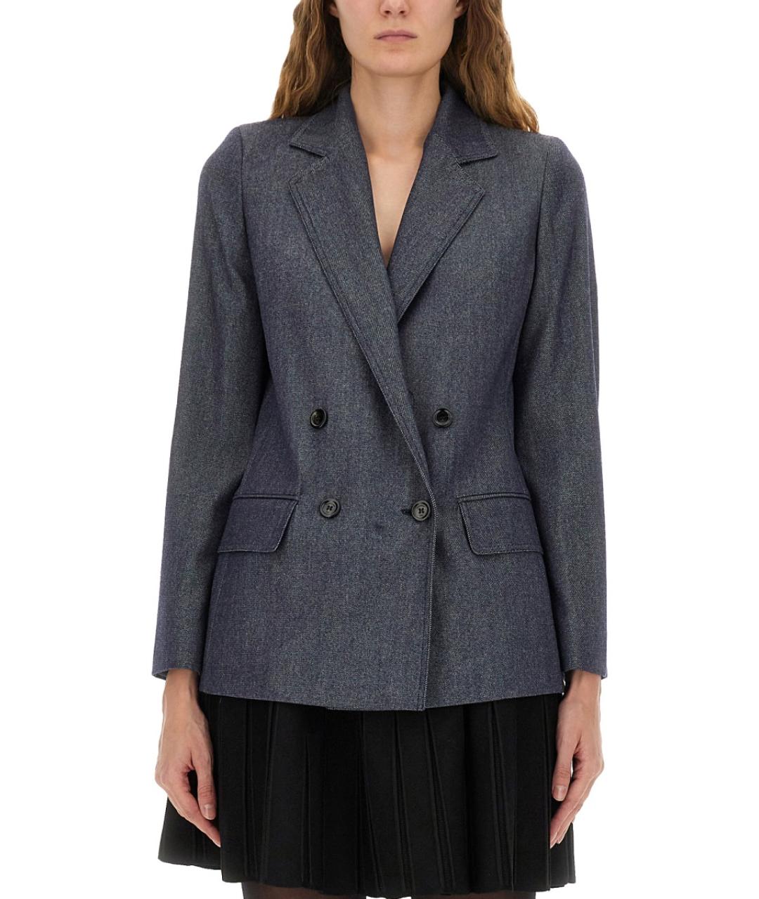 MAX MARA Синий шерстяной жакет/пиджак, фото 5