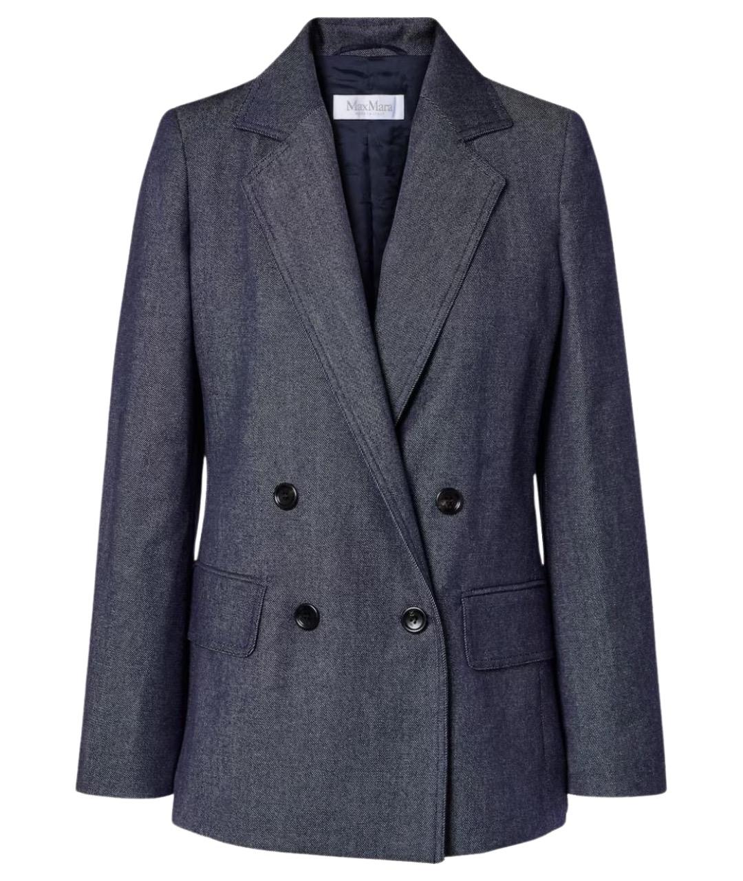 MAX MARA Синий шерстяной жакет/пиджак, фото 1