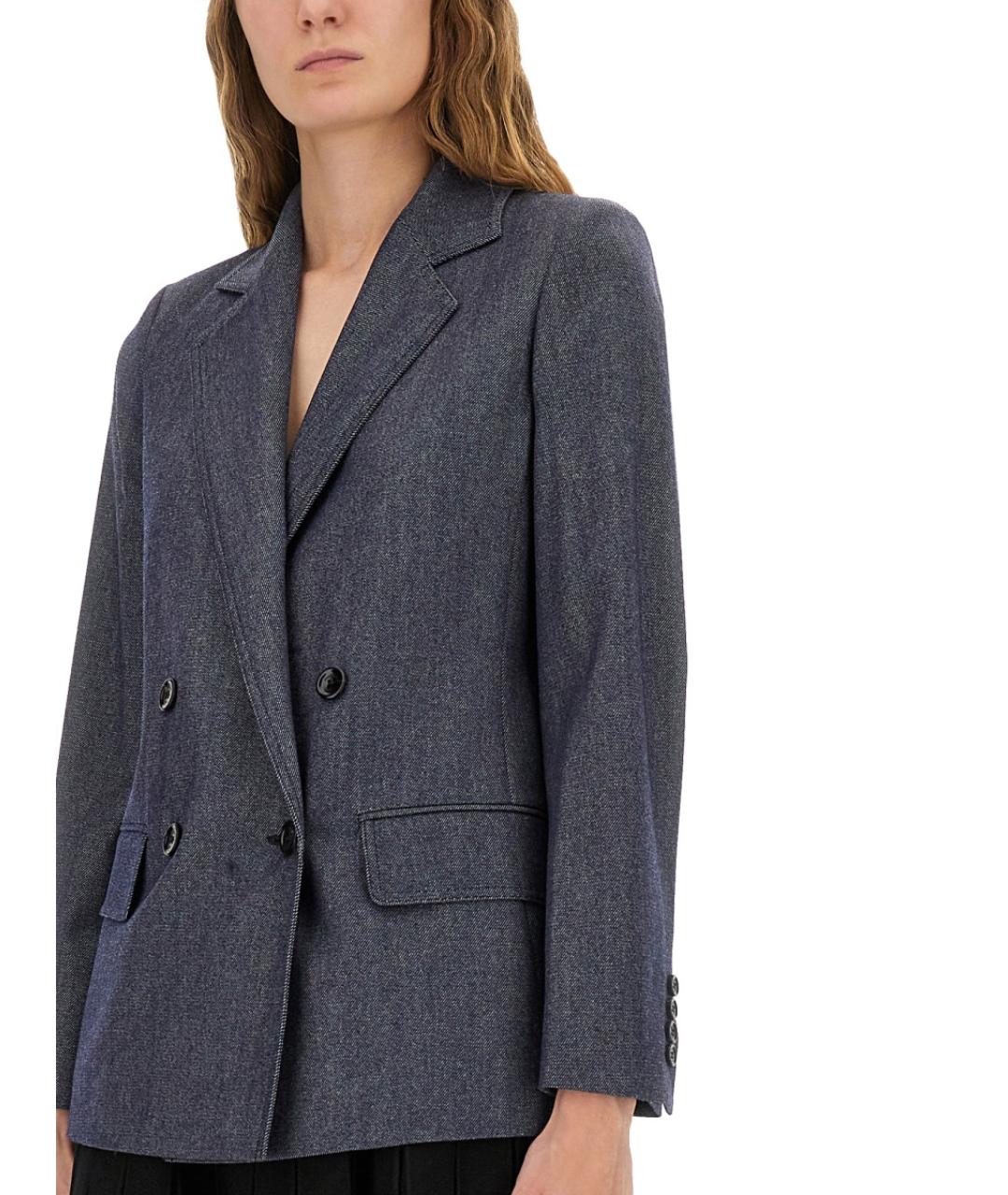 MAX MARA Синий шерстяной жакет/пиджак, фото 4