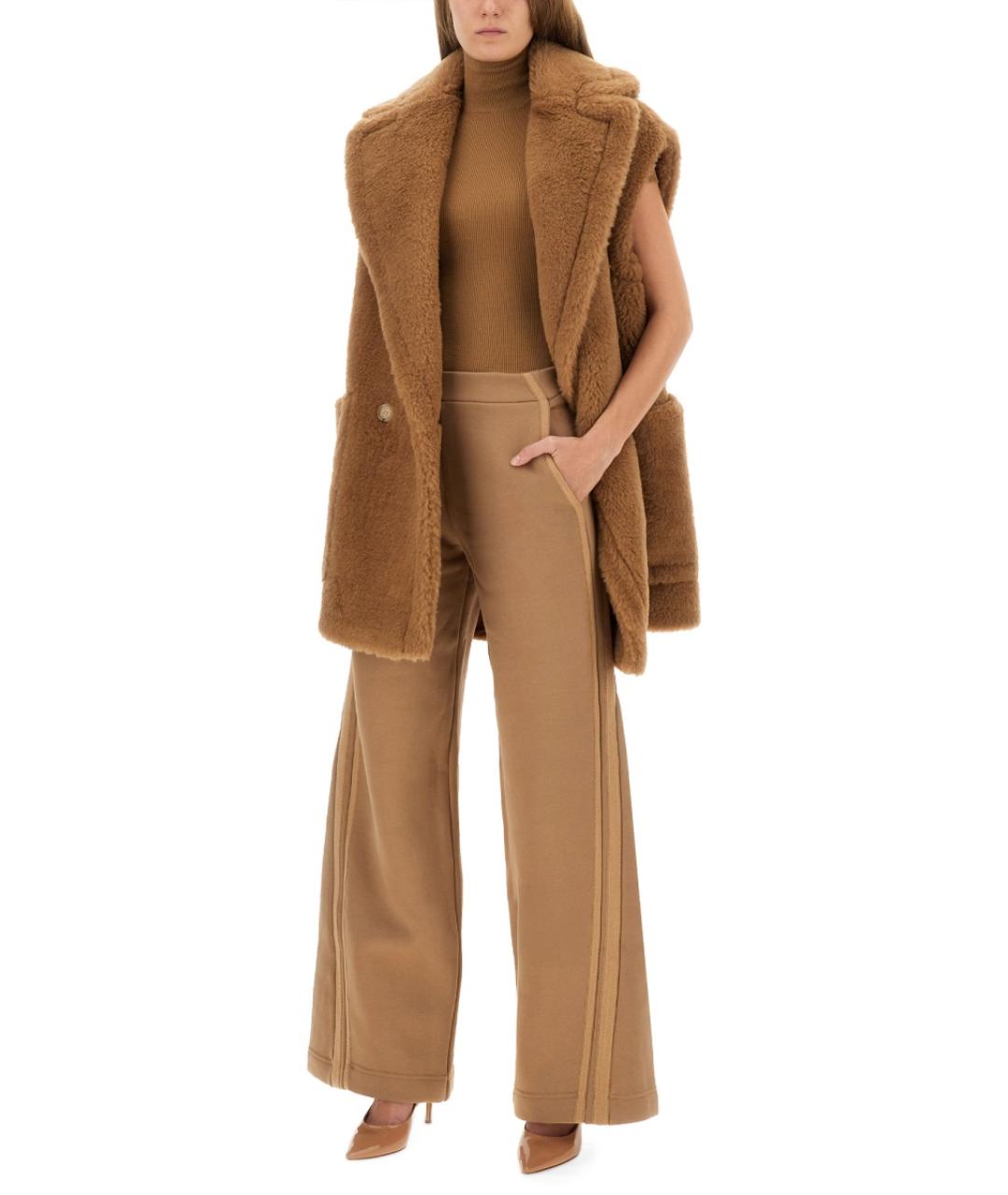 MAX MARA Бежевые хлопковые прямые брюки, фото 2