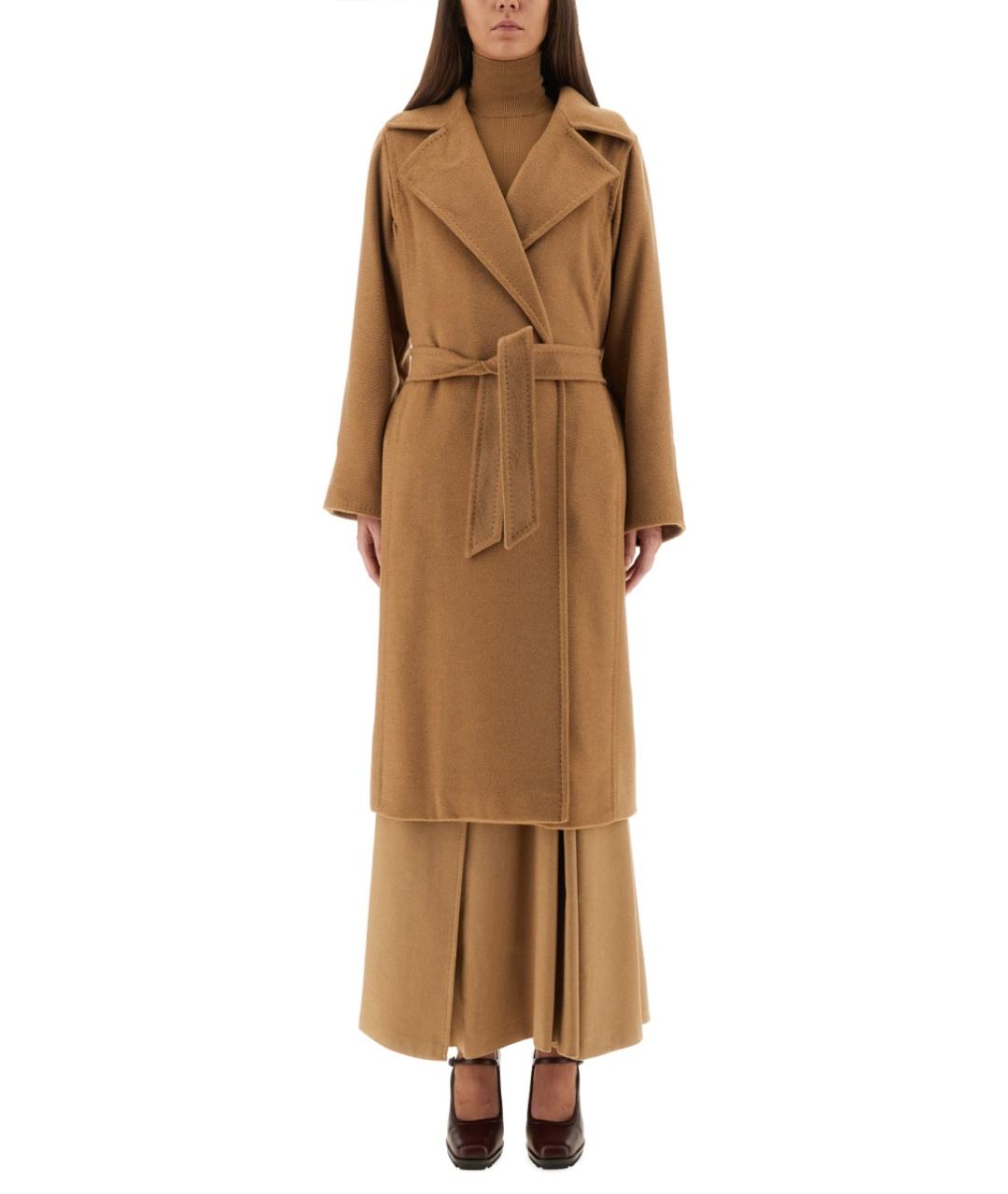 MAX MARA Бежевый шерстяной тренч/плащ, фото 2