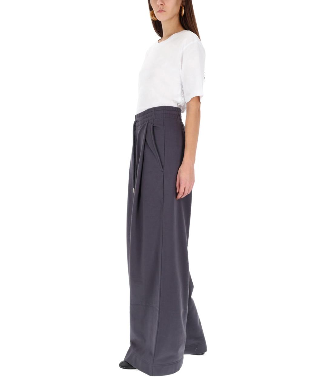 DRIES VAN NOTEN Серые хлопковые прямые брюки, фото 2