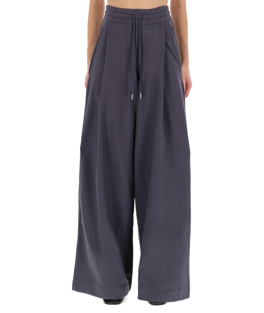 DRIES VAN NOTEN Серые хлопковые прямые брюки, фото 5