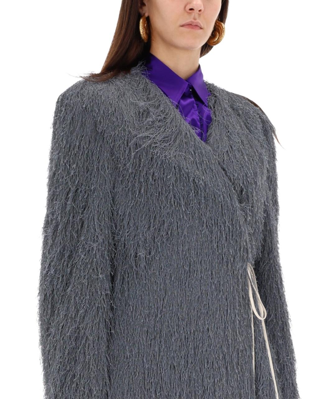 DRIES VAN NOTEN Серое полиэстеровое пальто, фото 3