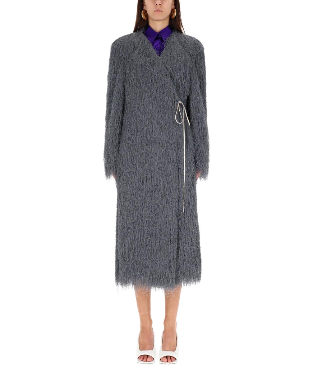 DRIES VAN NOTEN Серое полиэстеровое пальто, фото 5