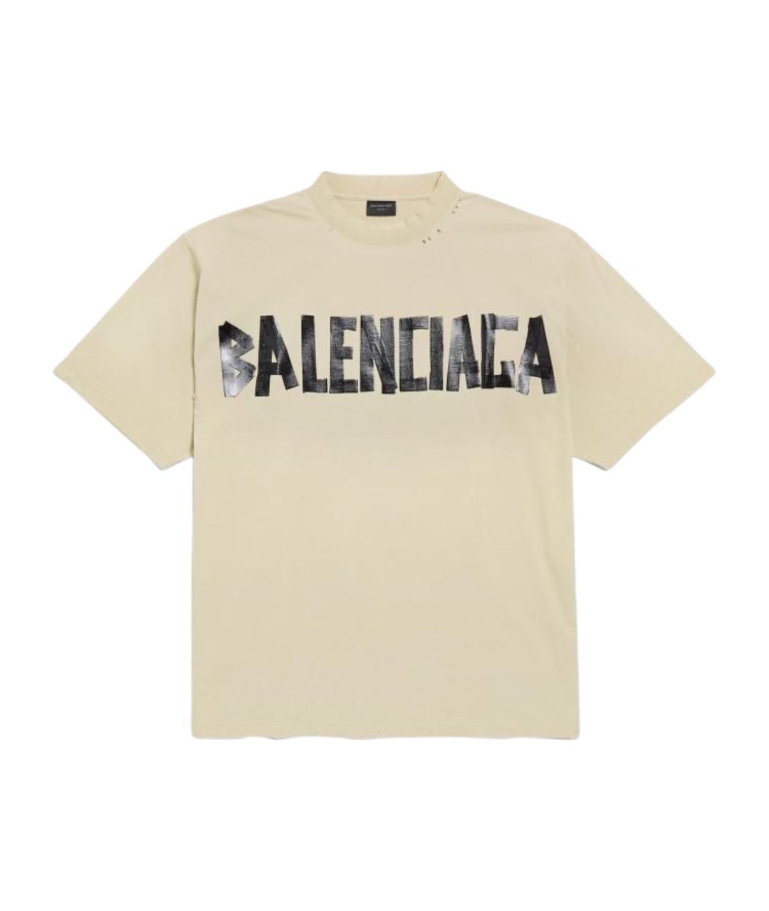 BALENCIAGA Бежевая хлопковая футболка, фото 1