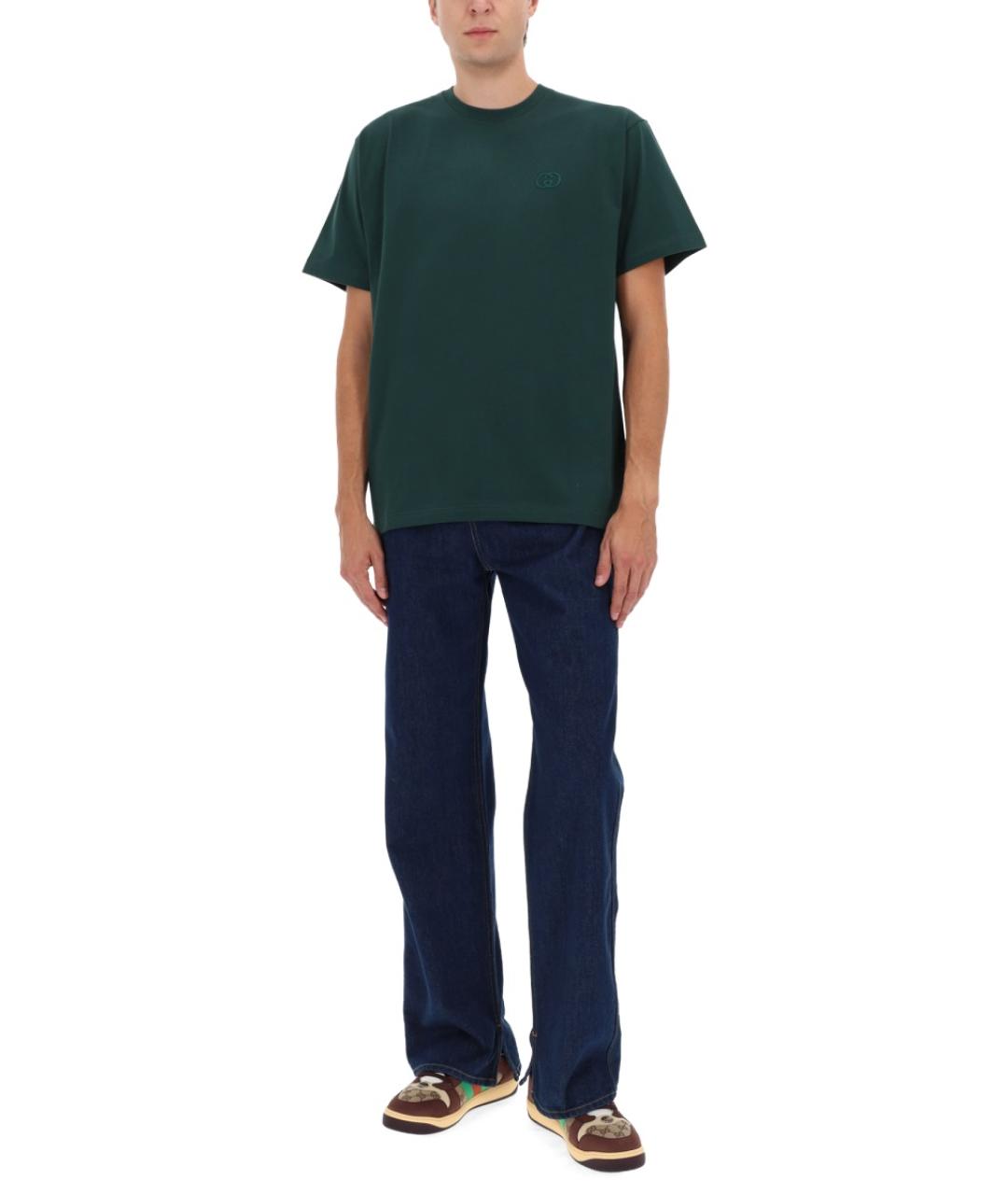 GUCCI Зеленая хлопковая футболка, фото 2