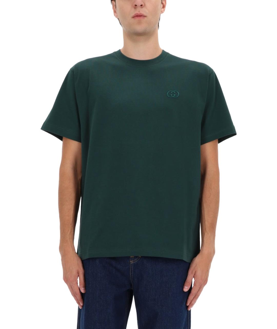 GUCCI Зеленая хлопковая футболка, фото 4