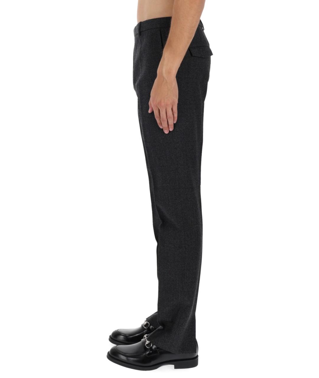 GUCCI Серые шерстяные повседневные брюки, фото 4