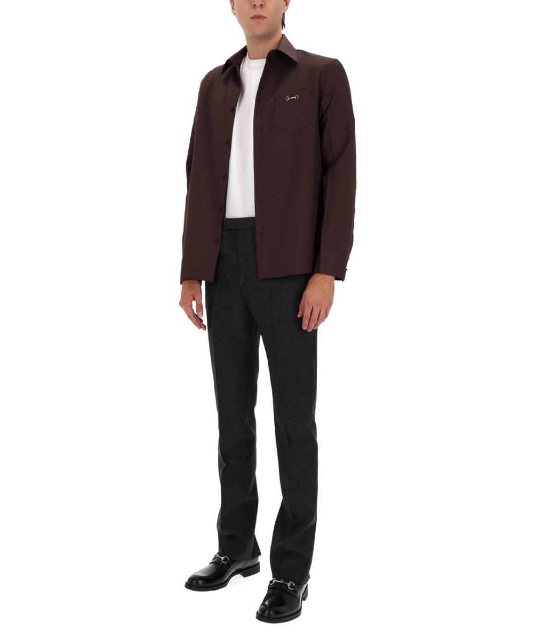 GUCCI Серые шерстяные повседневные брюки, фото 3