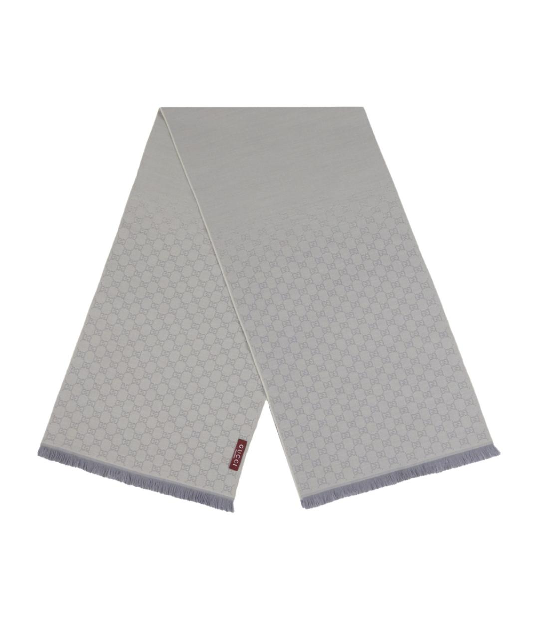 GUCCI Серый шерстяной шарф, фото 2