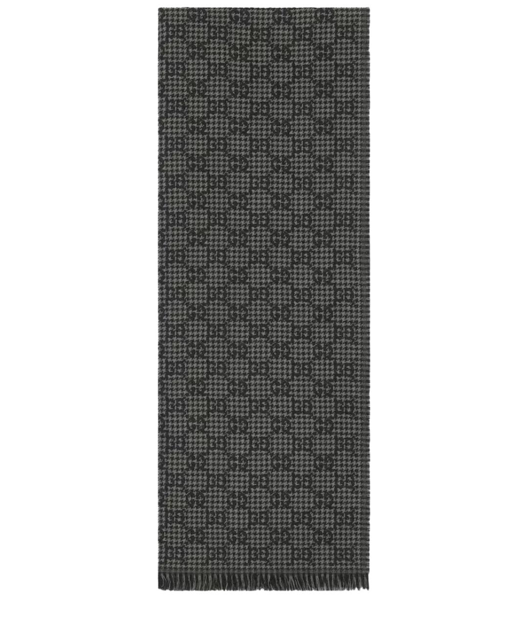 GUCCI Черный шерстяной шарф, фото 1