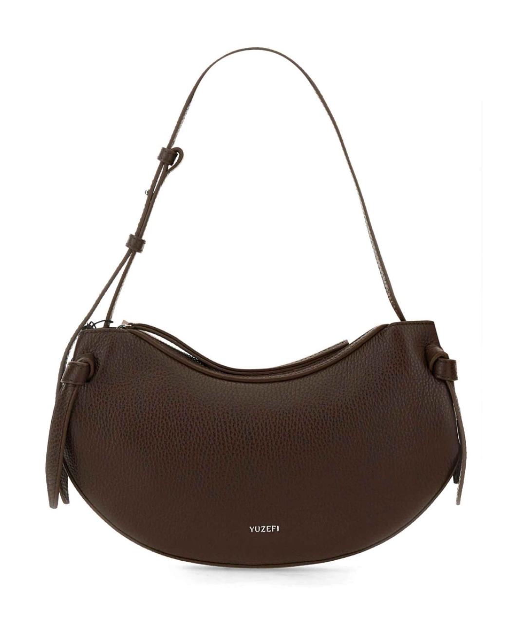 YUZEFI Коричневая кожаная сумка через плечо, фото 1