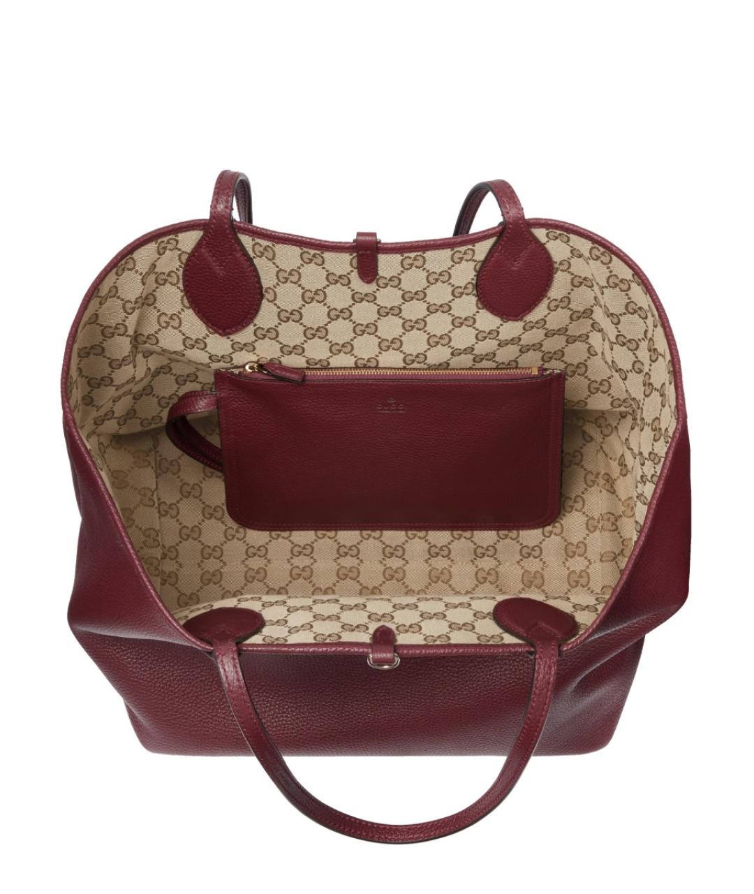 GUCCI Бордовая кожаная сумка тоут, фото 7
