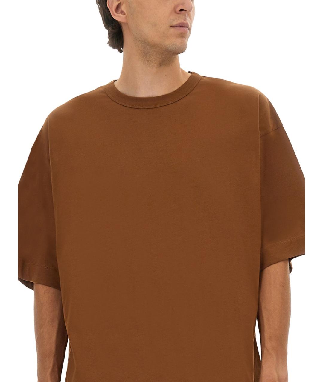 DRIES VAN NOTEN Коричневая хлопковая футболка, фото 4