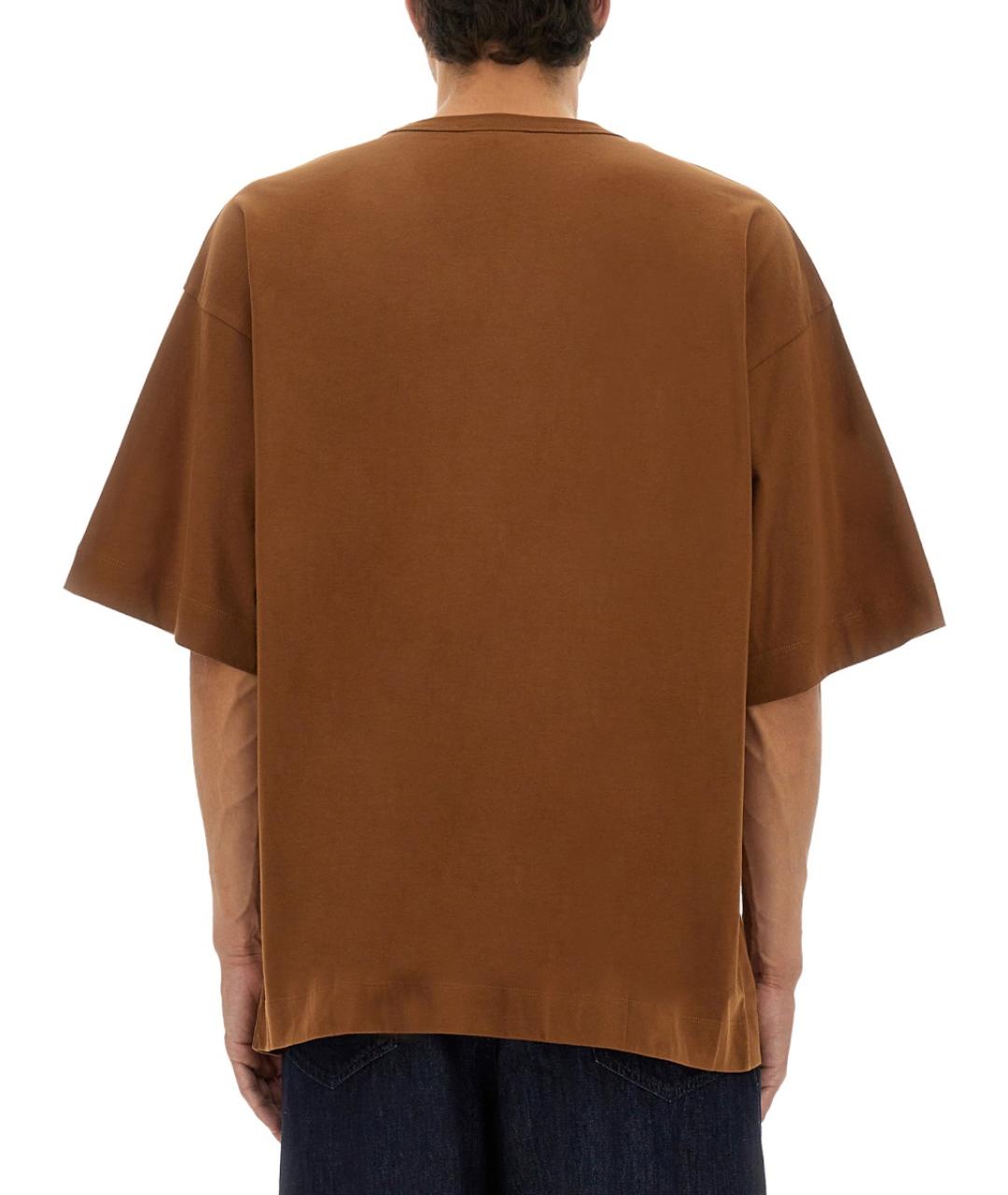DRIES VAN NOTEN Коричневая хлопковая футболка, фото 3