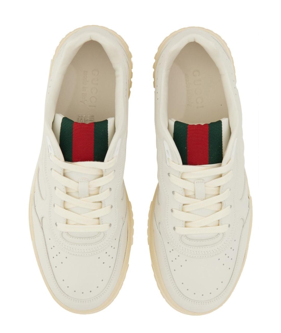 GUCCI Белые кожаные низкие кроссовки / кеды, фото 5