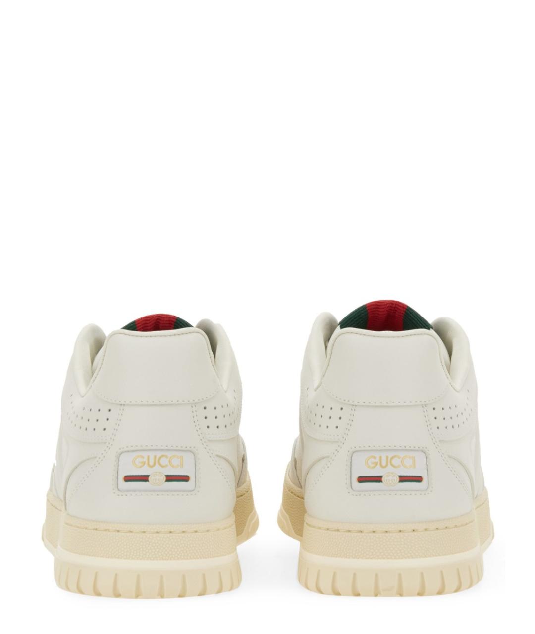 GUCCI Белые кожаные низкие кроссовки / кеды, фото 6
