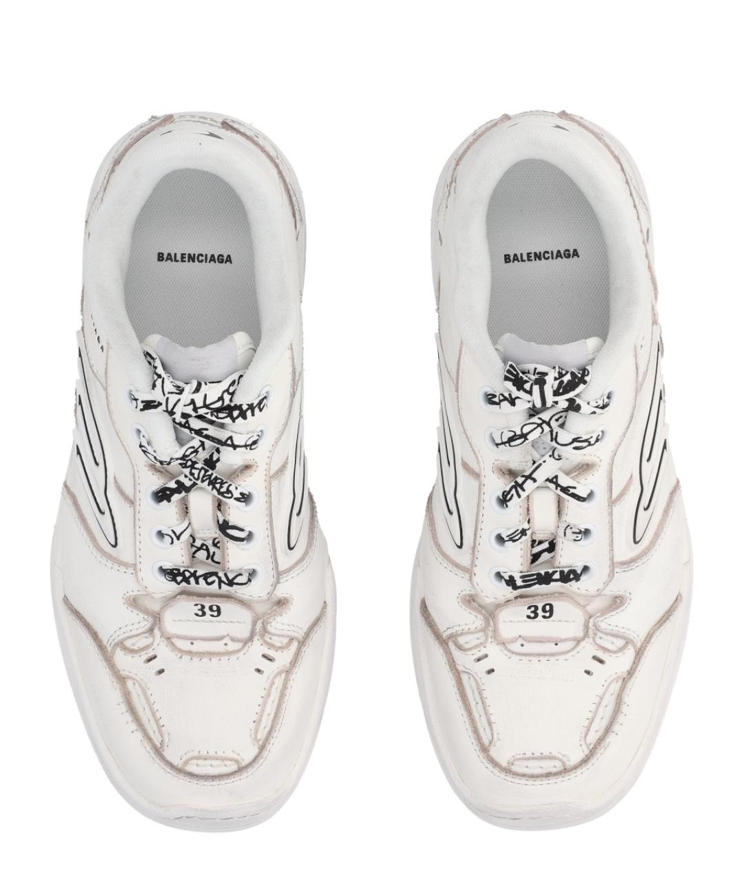 BALENCIAGA Белые кожаные кроссовки, фото 5