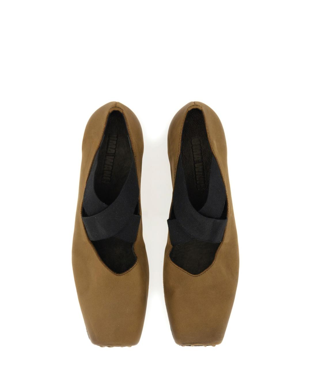 UMA WANG Коричневые кожаные балетки, фото 7