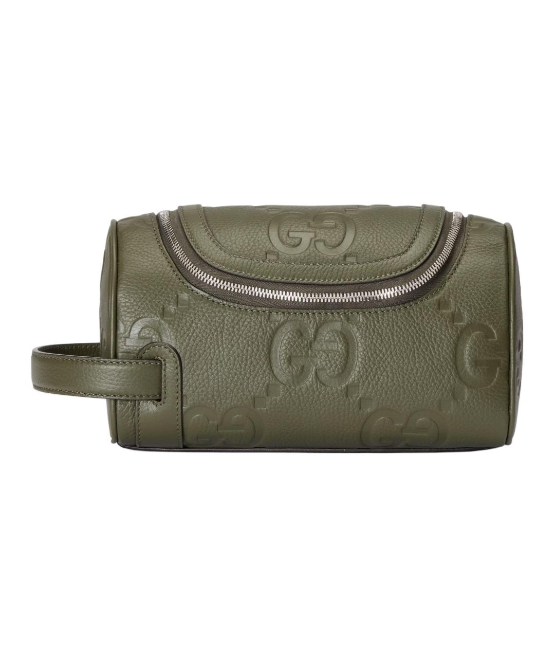 GUCCI Зеленая кожаная косметичка, фото 1