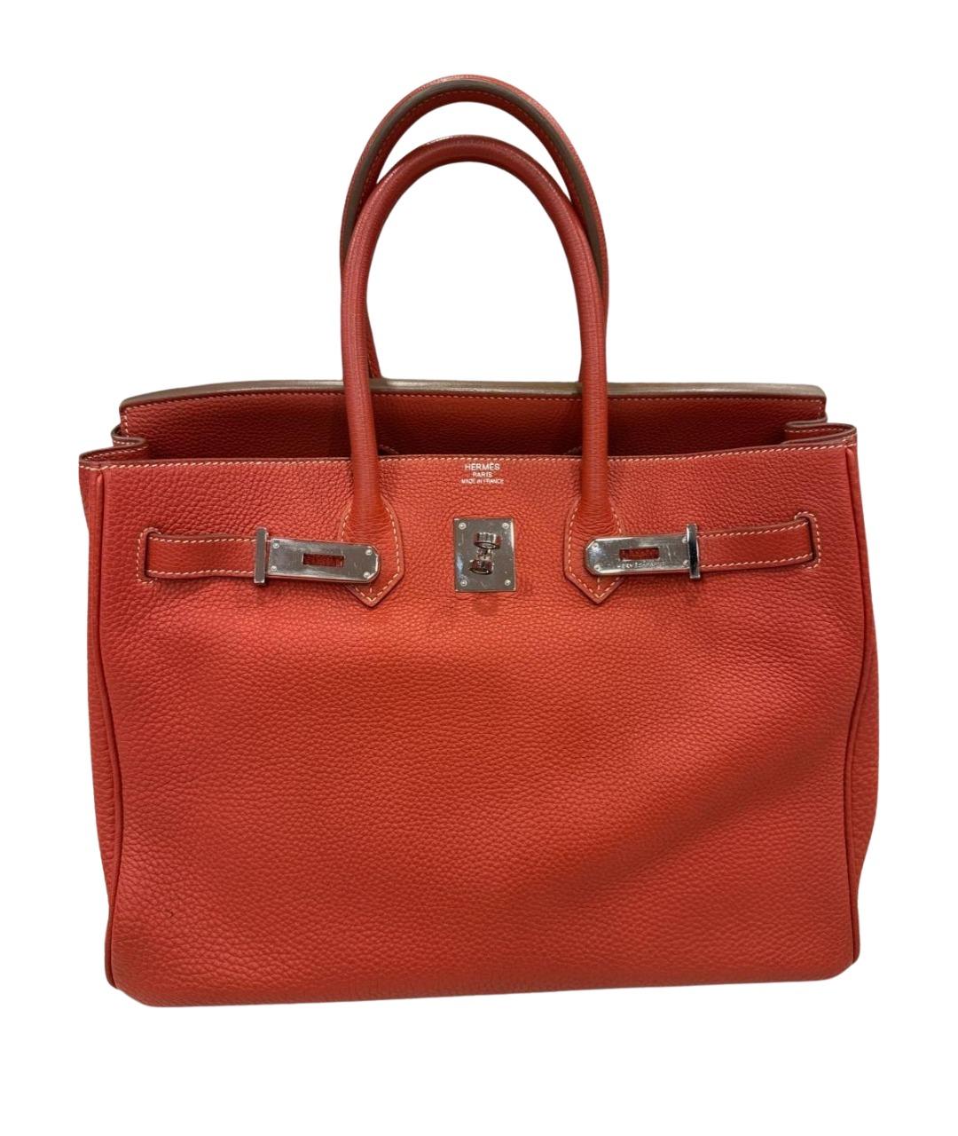 HERMES Красная кожаная сумка с короткими ручками, фото 1