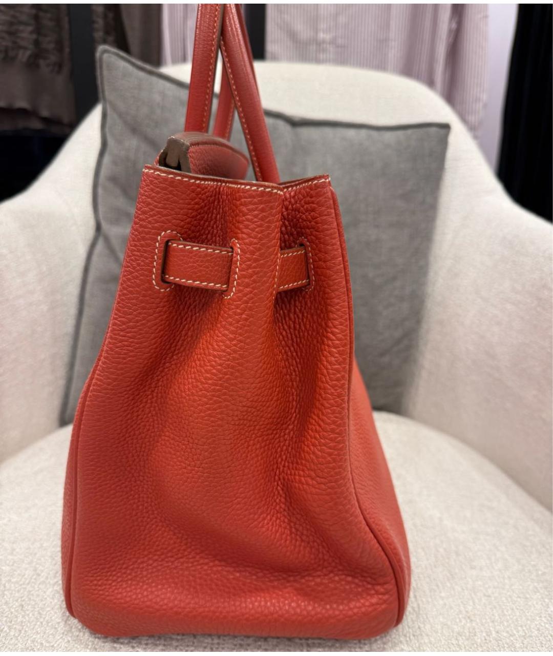HERMES Красная кожаная сумка с короткими ручками, фото 2