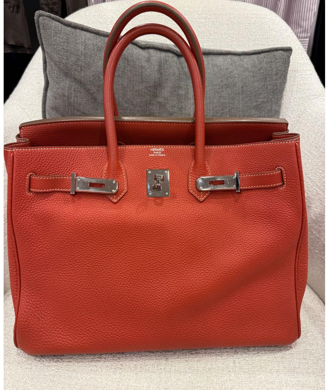 HERMES Красная кожаная сумка с короткими ручками, фото 6