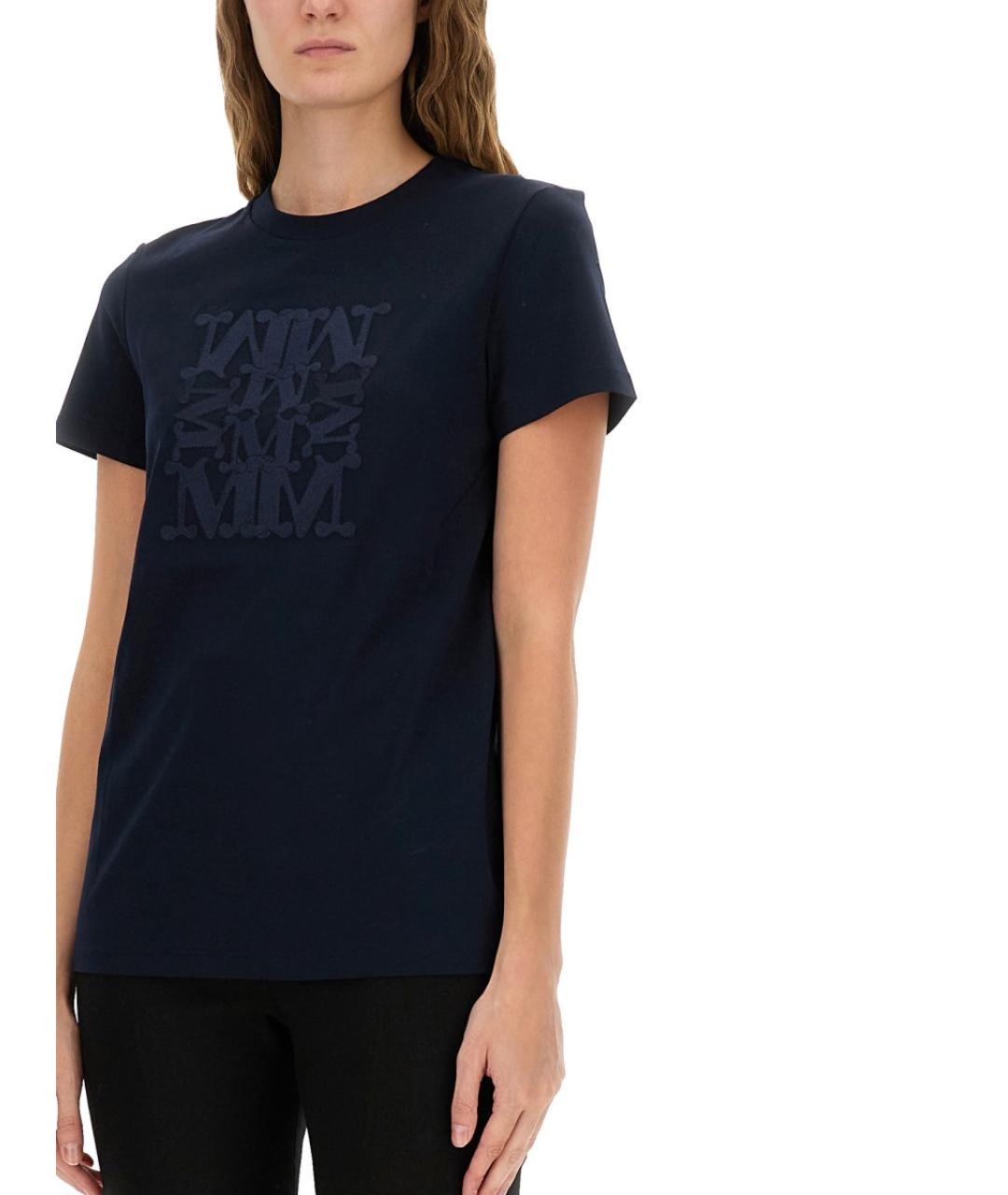 MAX MARA Синяя хлопковая футболка, фото 4