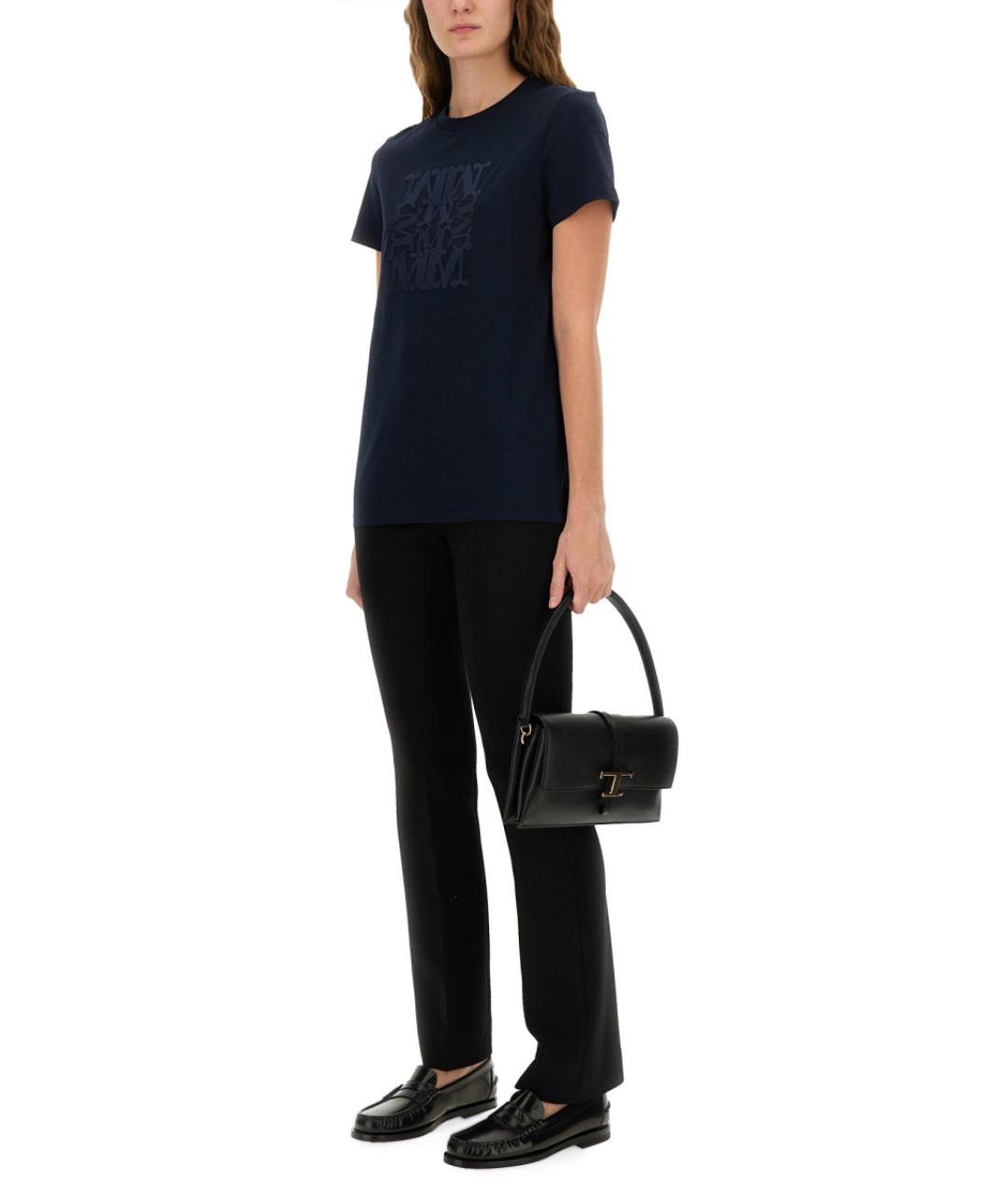 MAX MARA Синяя хлопковая футболка, фото 2