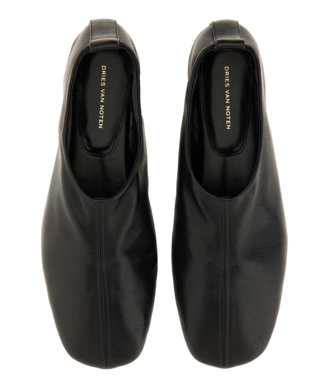DRIES VAN NOTEN Черные кожаные балетки, фото 6