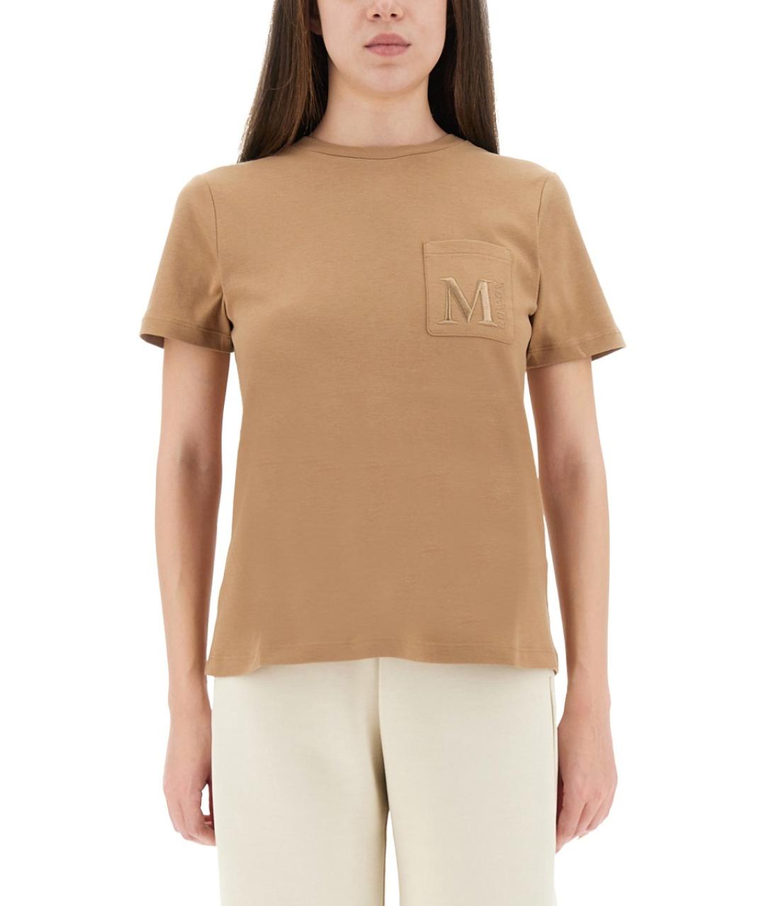 'S MAX MARA Бежевая хлопковая футболка, фото 2