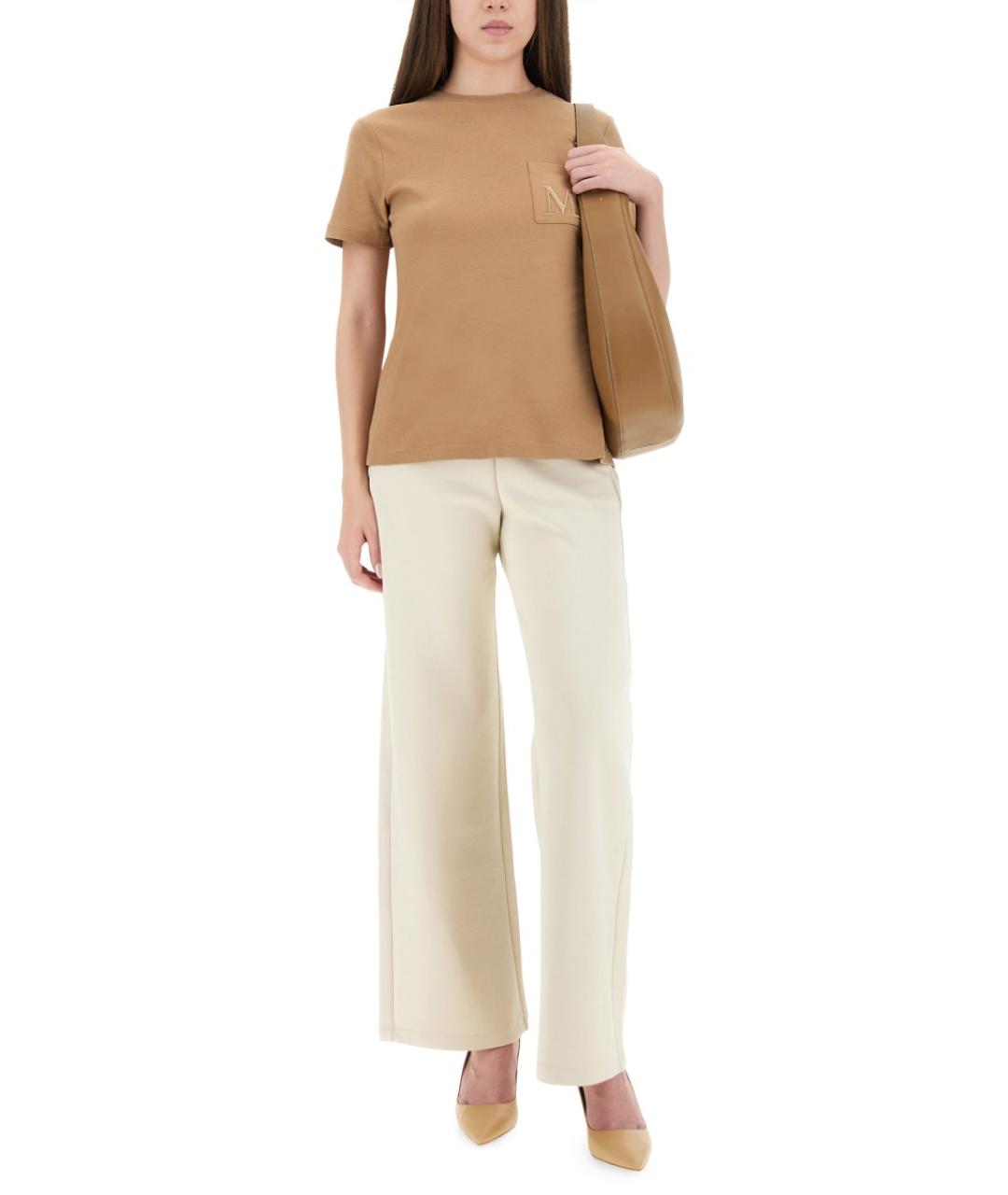 'S MAX MARA Бежевая хлопковая футболка, фото 3