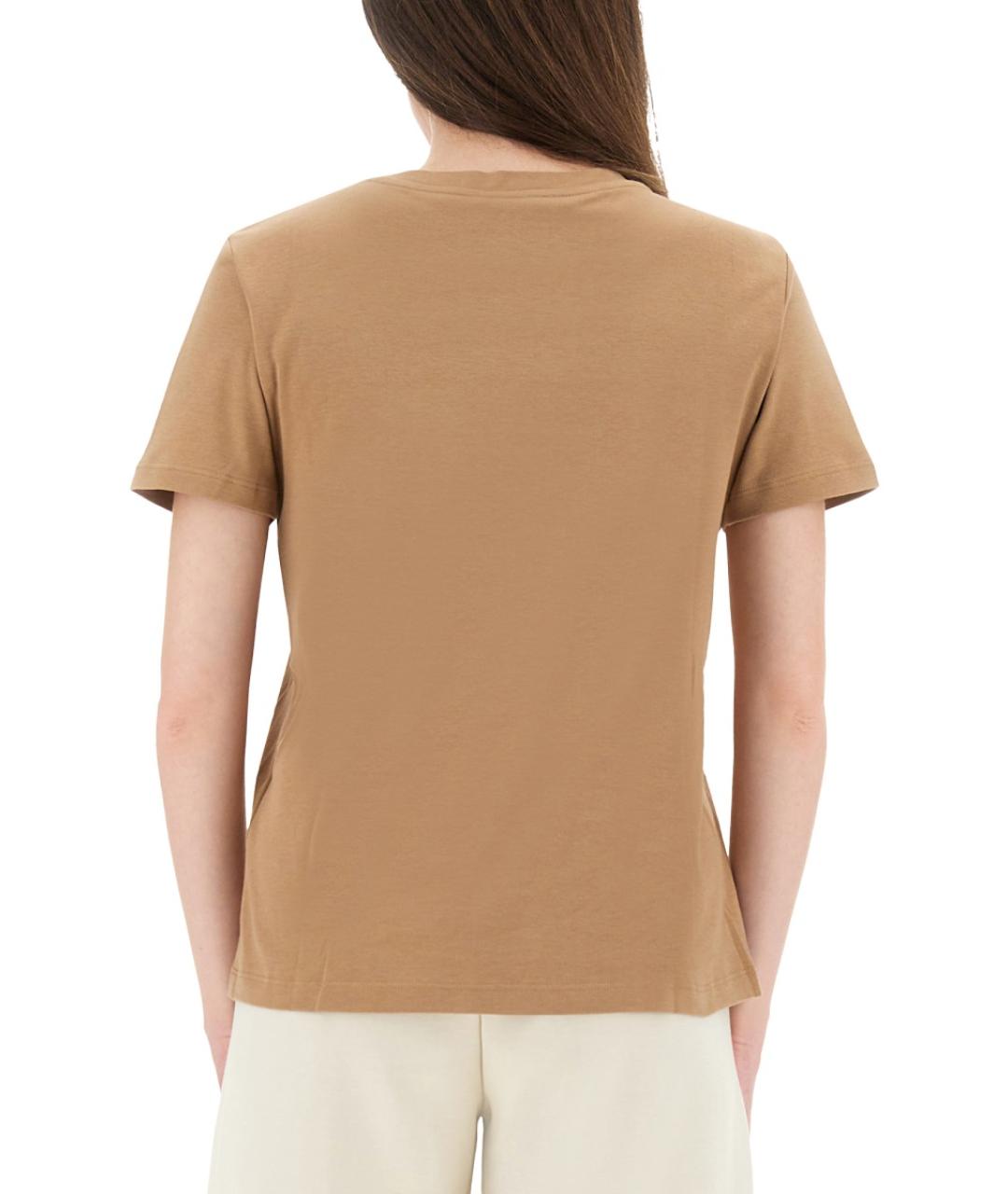 'S MAX MARA Бежевая хлопковая футболка, фото 4
