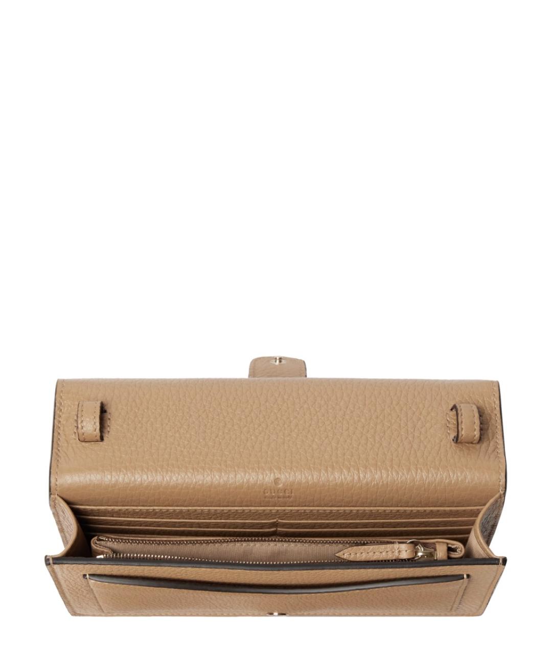 GUCCI Бежевый кожаный кошелек, фото 5