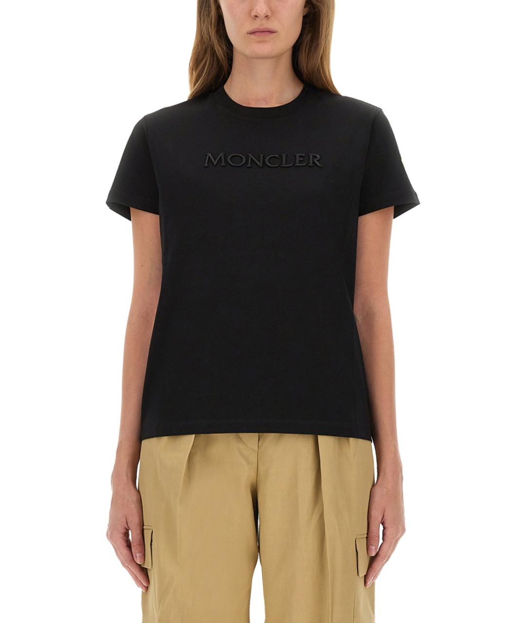 MONCLER Черная хлопковая футболка, фото 4
