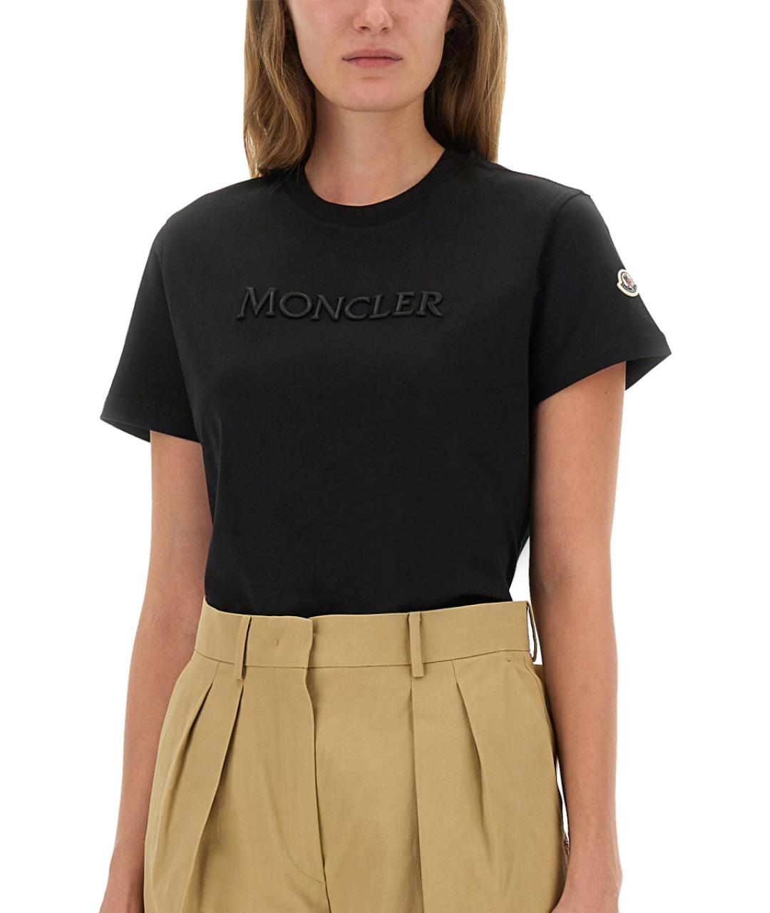 MONCLER Черная хлопковая футболка, фото 3